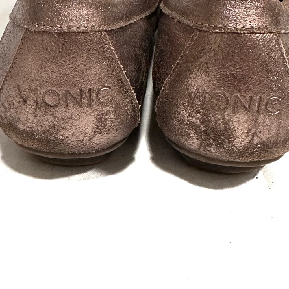 Vionic Debbie Metallic Bronze Leather Driving Loafers